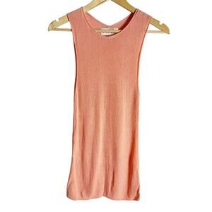 Partow Coral Pink Knit Sleeveless Round Neck Tank Top Size Medium